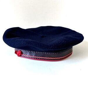 Vintage Polo Ralph Lauren "MARINE" Navy Blue Beret Wool Classic, Made in France